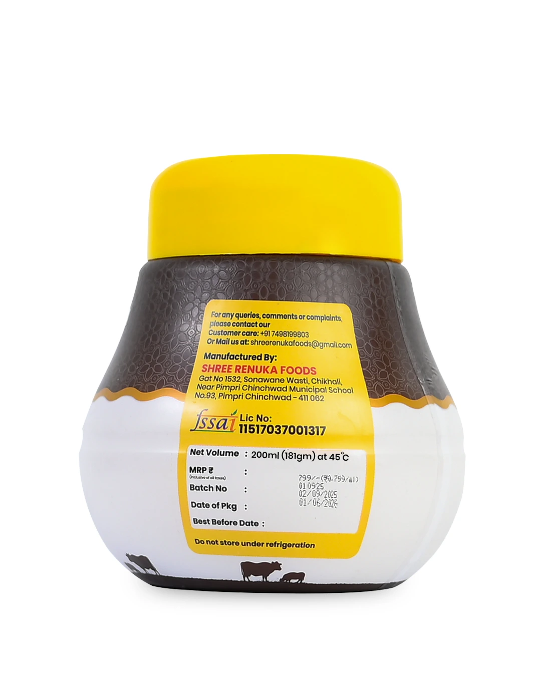 Shree Dwarkadhish Buffalo ghee 200 ml Backside